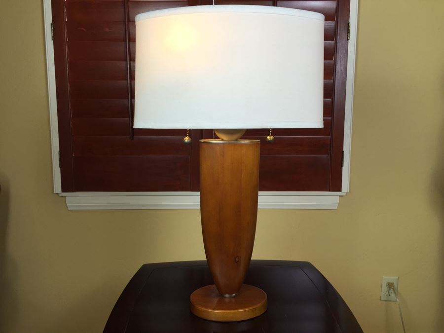 Modernist Wood And Metal Table Lamp
