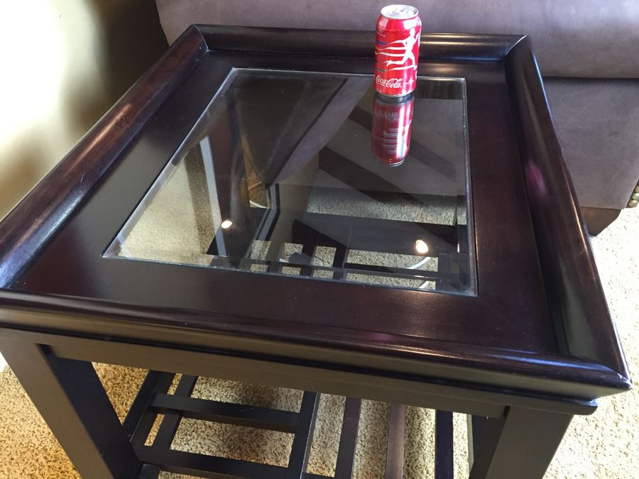 Klaussner Case Goods Wood And Glass Side Table [Photo 7]