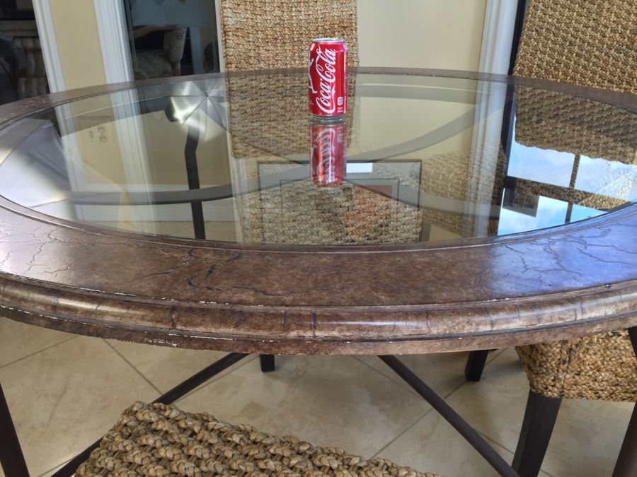 Round Kitchen Table With Six Woven Fiber Rope Chairs [Photo 10]