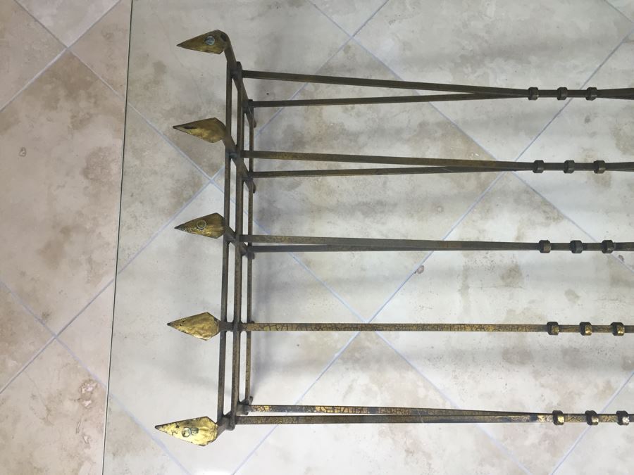 Nice Gilded Metal Coffee Table With Glass Top [Photo 6]