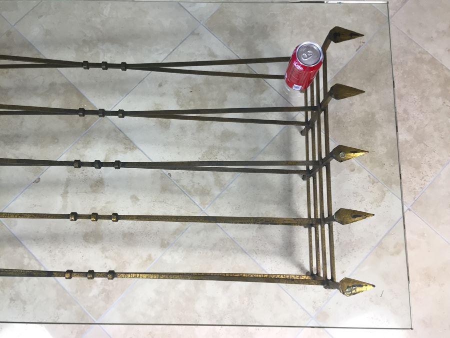 Nice Gilded Metal Coffee Table With Glass Top [Photo 7]