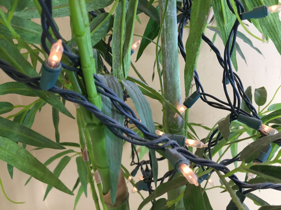Large Indoor Lighted Faux Bamboo Plant With Pot [Photo 8]