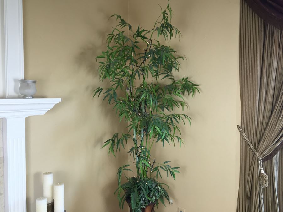 Large Indoor Lighted Faux Bamboo Plant With Pot [Photo 5]