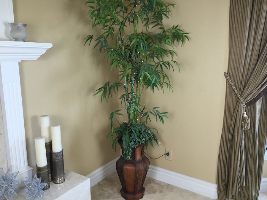 Large Indoor Lighted Faux Bamboo Plant With Pot [Photo 4]