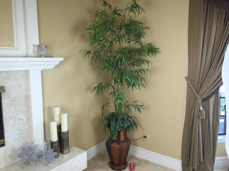 Large Indoor Lighted Faux Bamboo Plant With Pot [Photo 3]