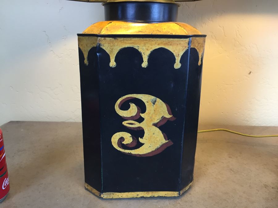 Nice Pair Of Painted Metal Table Lamps With Numbers Two And Three Cloth Covered Cords [Photo 2]