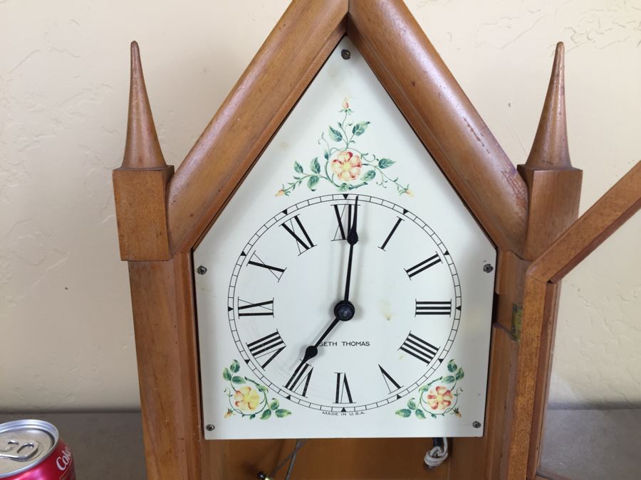 Seth Thomas Steeple Mantle Electric Clock Model No. E512-004 Working [Photo 2]