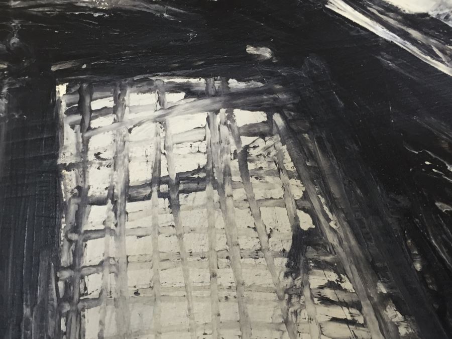 LARGE Original Signed Modernist Black And White Painting On Board By Yuri Zatarain [Photo 14]