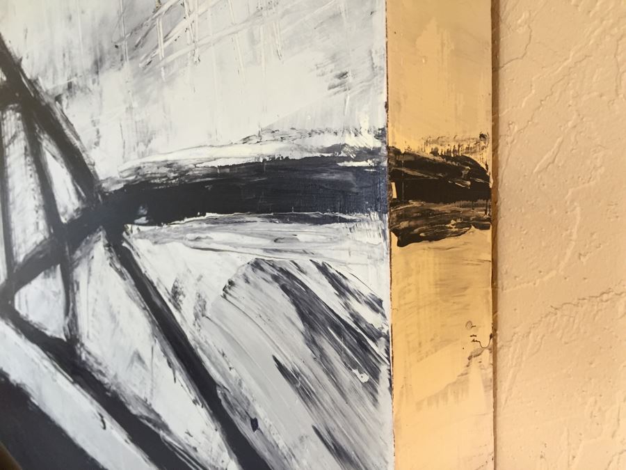 LARGE Original Signed Modernist Black And White Painting On Board By Yuri Zatarain [Photo 12]