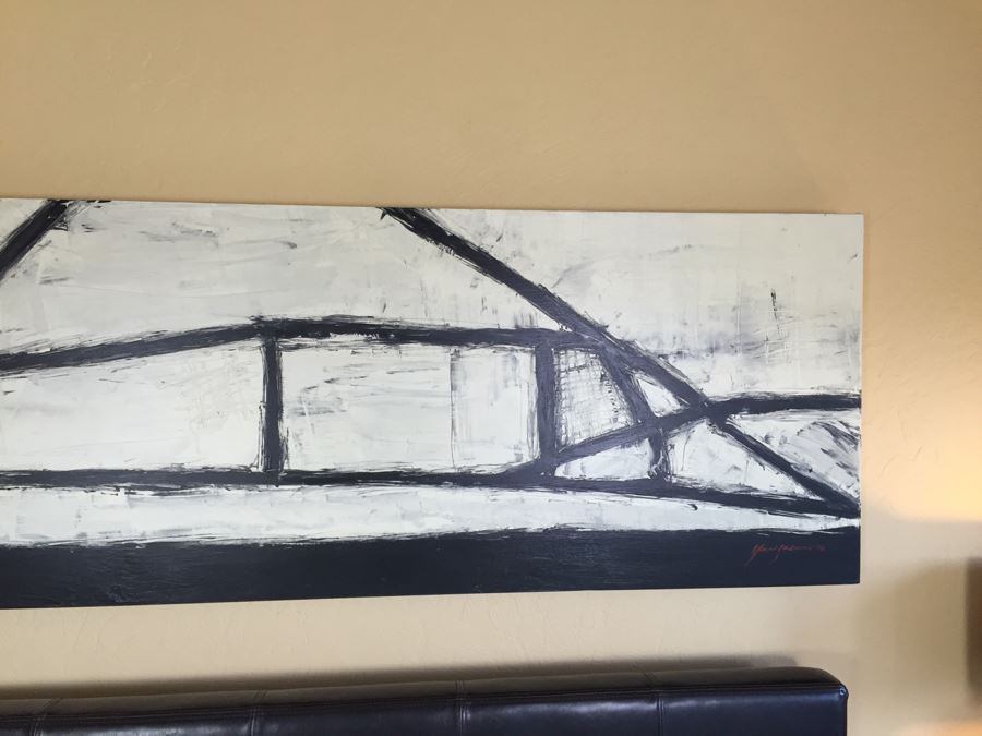 LARGE Original Signed Modernist Black And White Painting On Board By Yuri Zatarain [Photo 7]