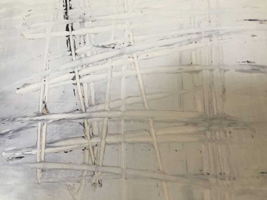 LARGE Original Signed Modernist Black And White Painting On Board By Yuri Zatarain [Photo 13]