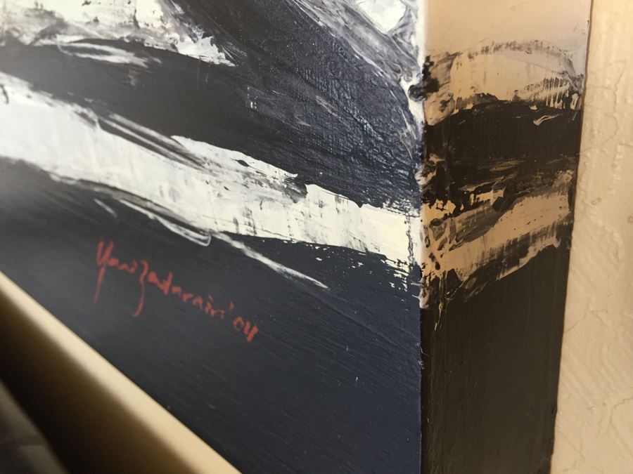 LARGE Original Signed Modernist Black And White Painting On Board By Yuri Zatarain [Photo 11]