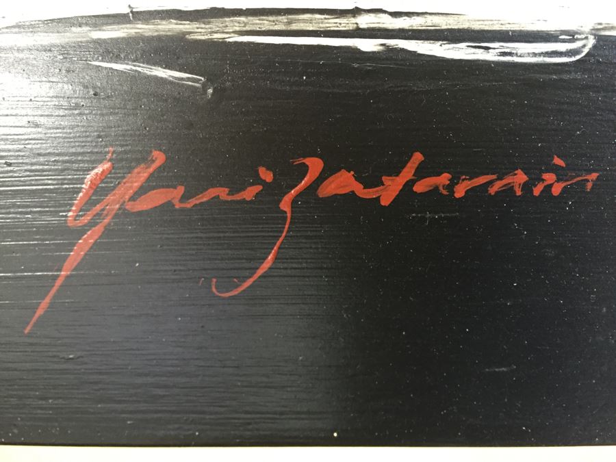 LARGE Original Signed Modernist Black And White Painting On Board By Yuri Zatarain [Photo 3]