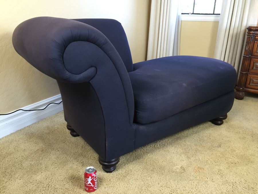 Chaise Sofa Feinting Couch With Throw Pillows And Fabric Cover [Photo 4]