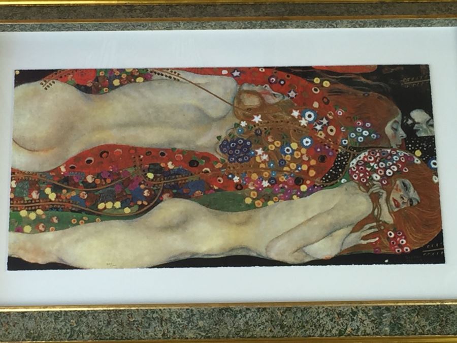 Very Large Nicely Framed Gustav Klimt 'Water Serpents II' Giclee Silkscreen Print Limited Edition 25/100 [Photo 2]