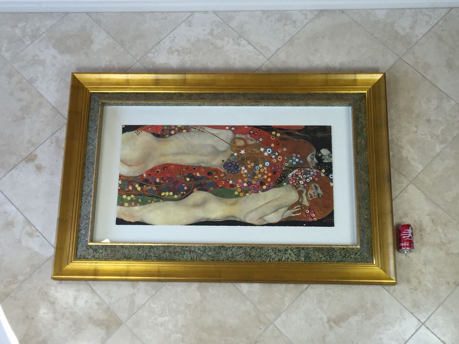 Very Large Nicely Framed Gustav Klimt 'Water Serpents II' Giclee Silkscreen Print Limited Edition 25/100 [Photo 7]