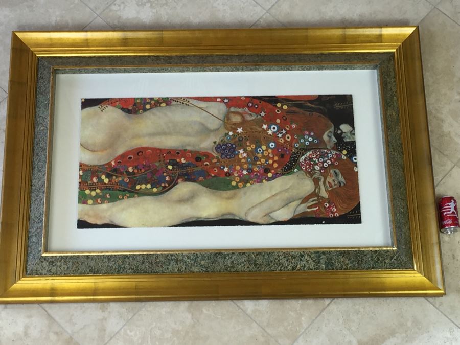 Very Large Nicely Framed Gustav Klimt 'Water Serpents II' Giclee Silkscreen Print Limited Edition 25/100 [Photo 6]