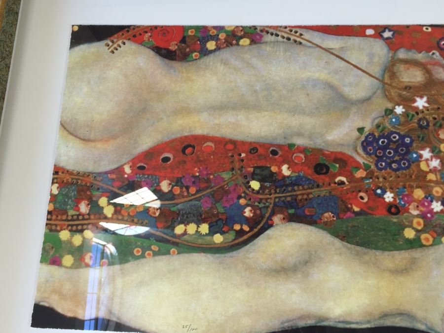 Very Large Nicely Framed Gustav Klimt 'Water Serpents II' Giclee Silkscreen Print Limited Edition 25/100 [Photo 14]