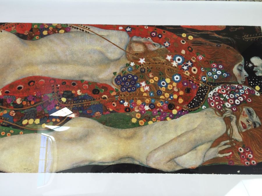 Very Large Nicely Framed Gustav Klimt 'Water Serpents II' Giclee Silkscreen Print Limited Edition 25/100 [Photo 12]