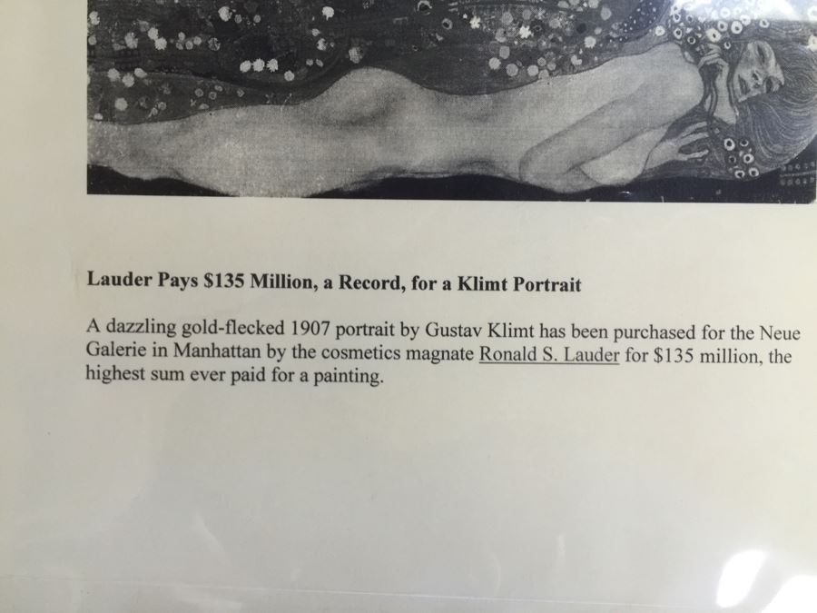 Very Large Nicely Framed Gustav Klimt 'Water Serpents II' Giclee Silkscreen Print Limited Edition 25/100 [Photo 22]