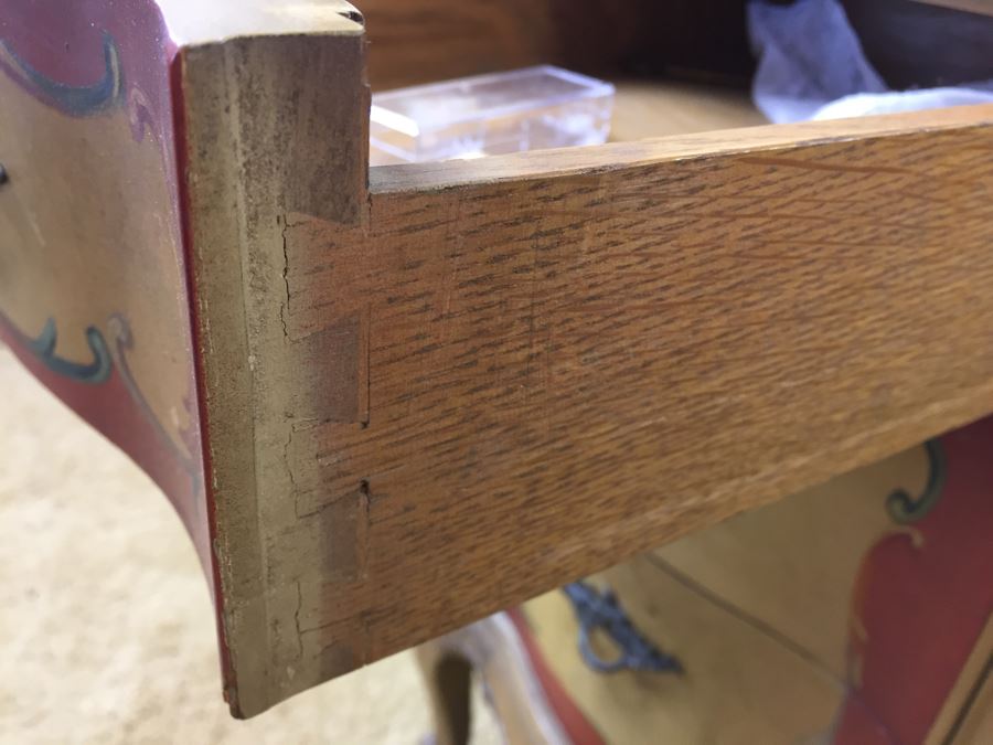 Stunning Vintage Hand Painted Vanity Table By Robert W. Irwin Grand Rapids, MI With Floral Motif [Photo 13]