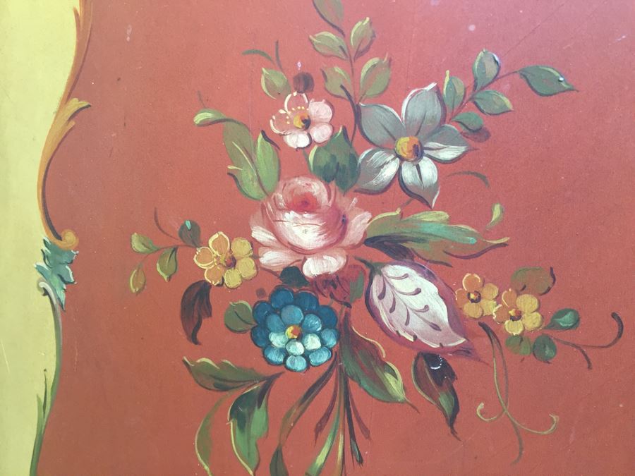 Stunning Vintage Hand Painted Vanity Table By Robert W. Irwin Grand Rapids, MI With Floral Motif [Photo 7]