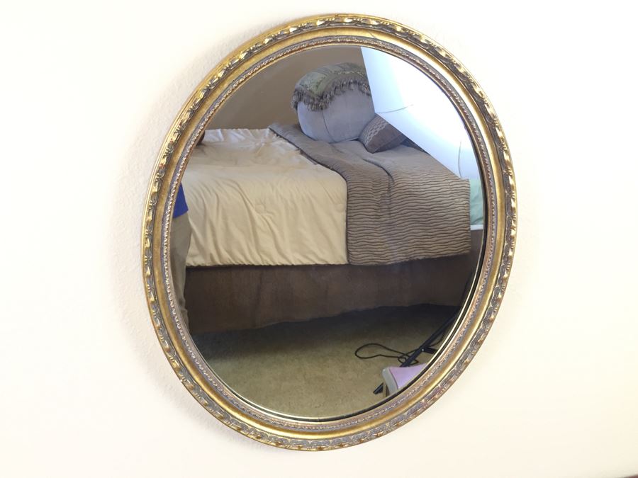 Vintage Gold Tone Oval Wall Mirror By La Barge LaBarge [Photo 1]