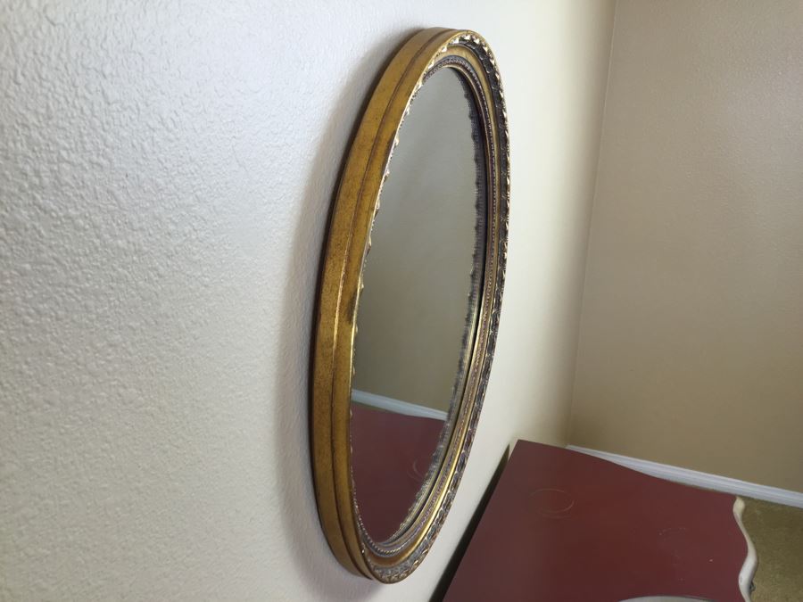 Vintage Gold Tone Oval Wall Mirror By La Barge LaBarge [Photo 4]