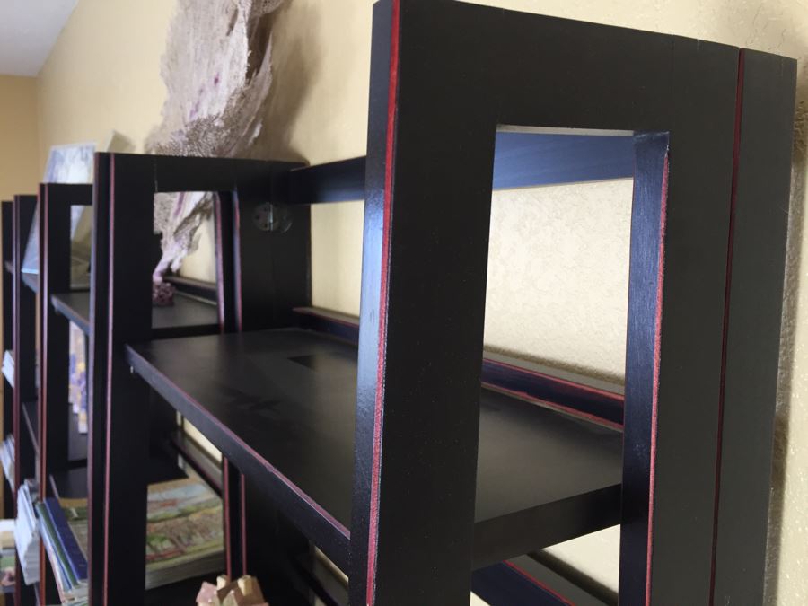 (4) Black And Red Bookshelves (Sold Empty) [Photo 3]