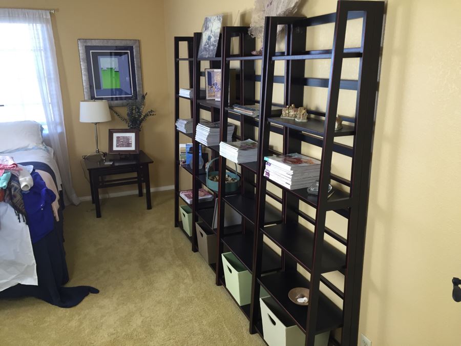 (4) Black And Red Bookshelves (Sold Empty) [Photo 2]