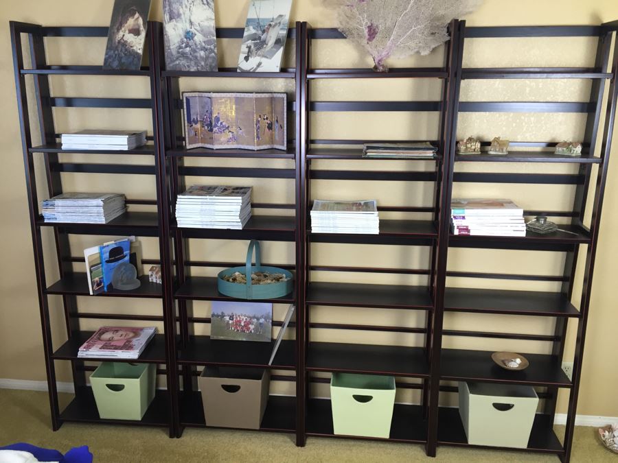 (4) Black And Red Bookshelves (Sold Empty) [Photo 4]