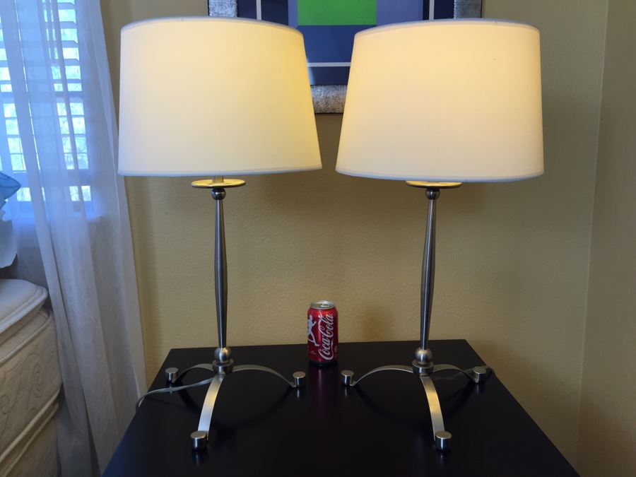 Pair Of Modern Metal Table Lamps