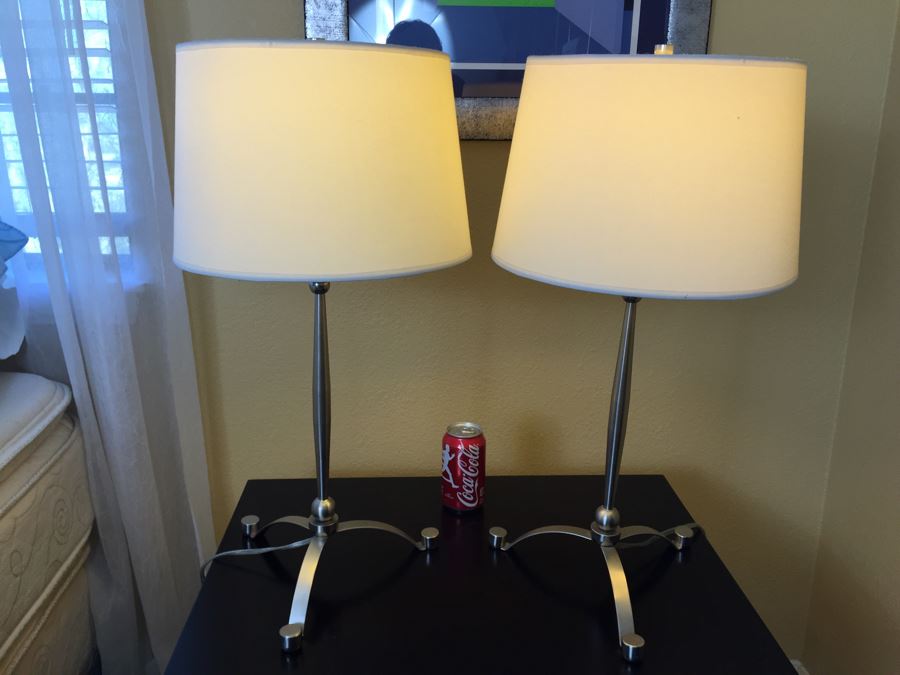 Pair Of Modern Metal Table Lamps [Photo 4]