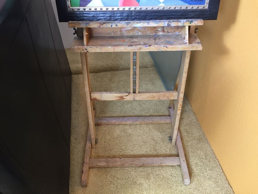 Framed Picture Of Woman By A. Bryce Plus Vintage Wooden Artist Easel [Photo 4]