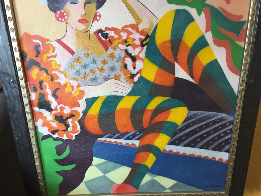 Framed Picture Of Woman By A. Bryce Plus Vintage Wooden Artist Easel [Photo 7]