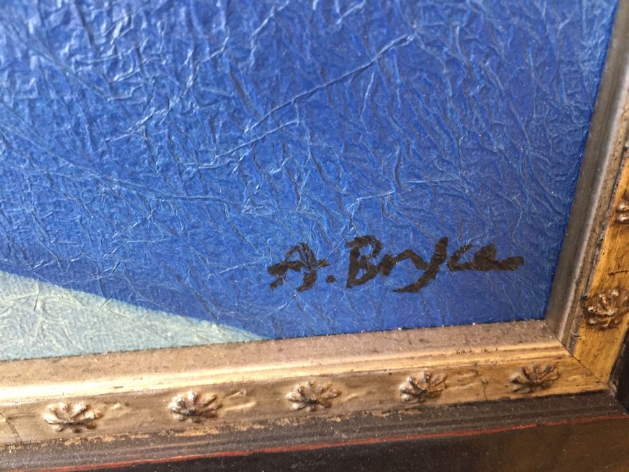 Framed Picture Of Woman By A. Bryce Plus Vintage Wooden Artist Easel [Photo 8]