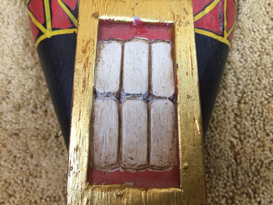 Carved Wooden Ethnic Decorative Mask With Large Teeth Colorful [Photo 7]