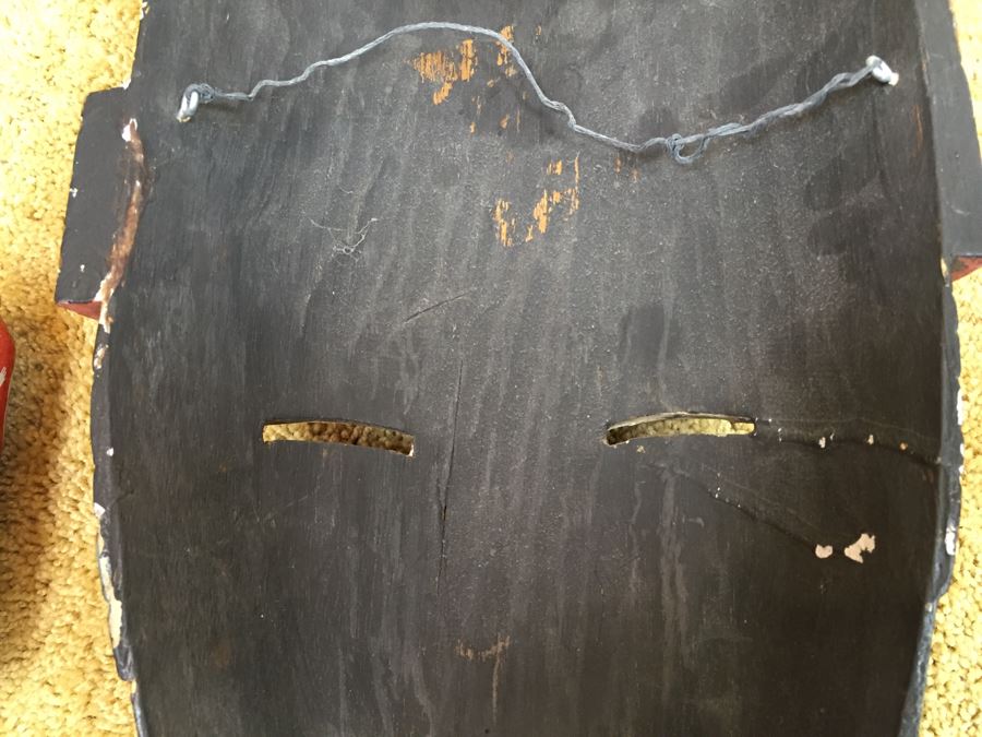 Carved Wooden Ethnic Decorative Mask With Large Teeth Colorful [Photo 9]