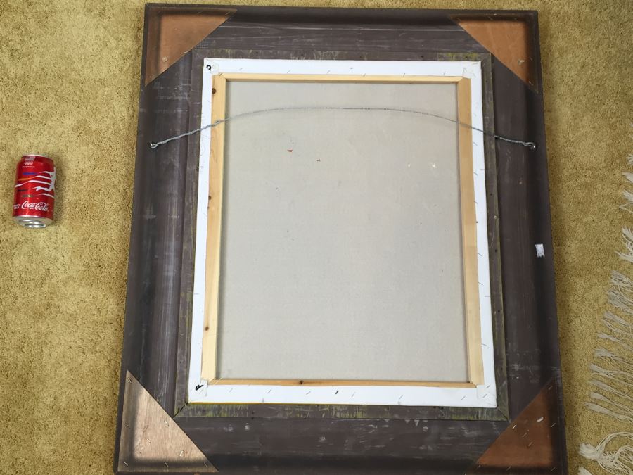 Framed Original Painting On Canvas Of Woman Drinking Tea Signed By Artist [Photo 10]