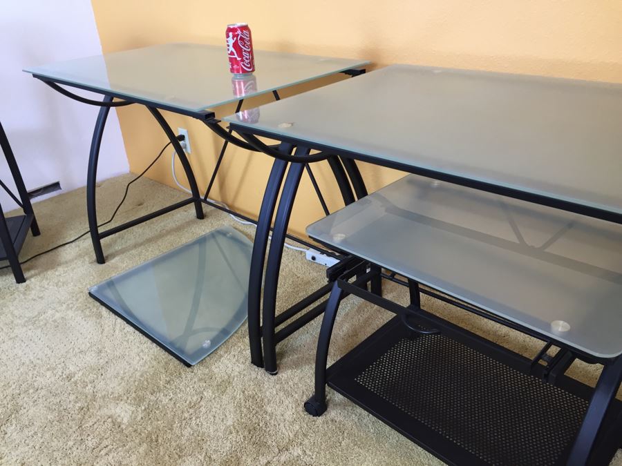 5Piece Metal And Glass Office Furniture