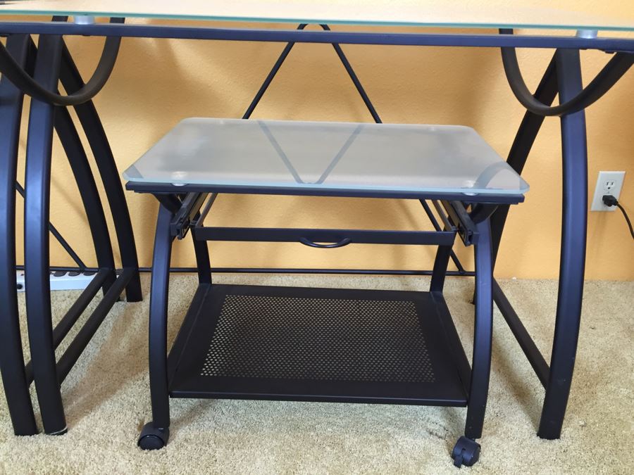 5Piece Metal And Glass Office Furniture