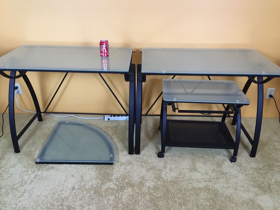 5Piece Metal And Glass Office Furniture