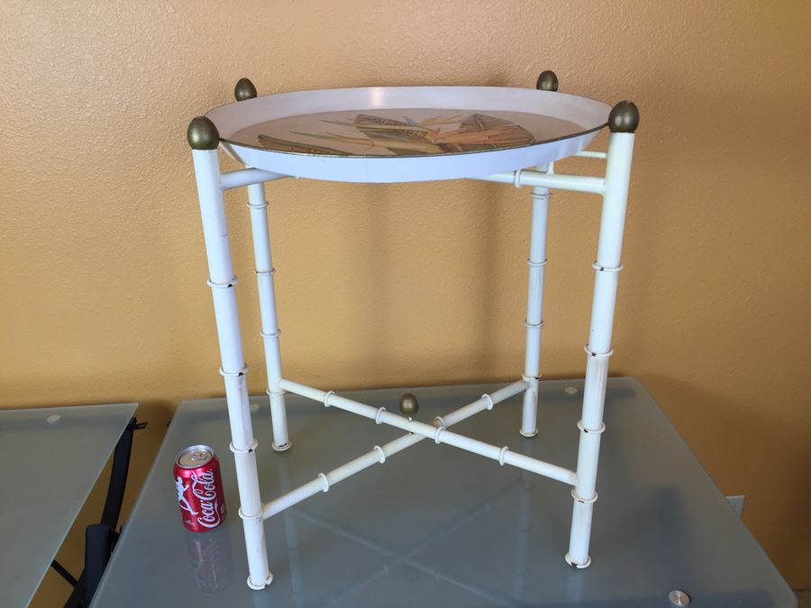 Metal Folding Table With Tray