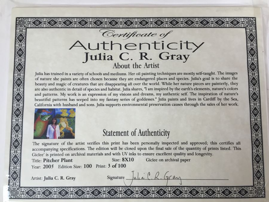 Pair Of Framed Prints Signed By Artist Julia C.R. Gray [Photo 15]