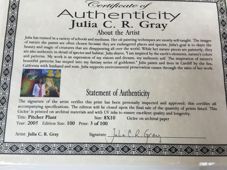 Pair Of Framed Prints Signed By Artist Julia C.R. Gray [Photo 16]