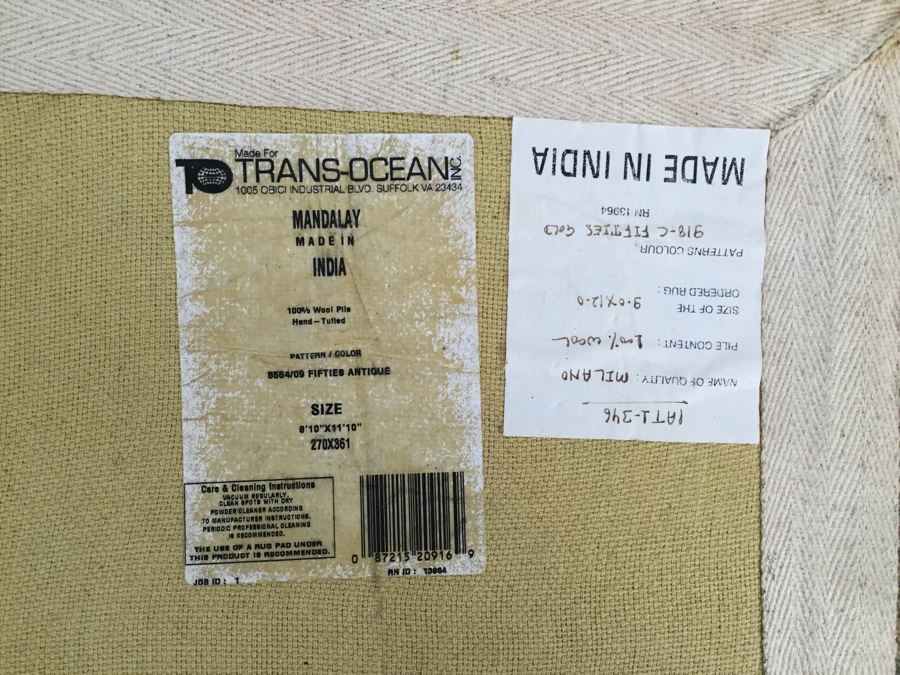 Contemporary Mid-Century Modern Pattern Rug 100% Wool Made In India 8'10' X 11'10' Light Browns [Photo 10]