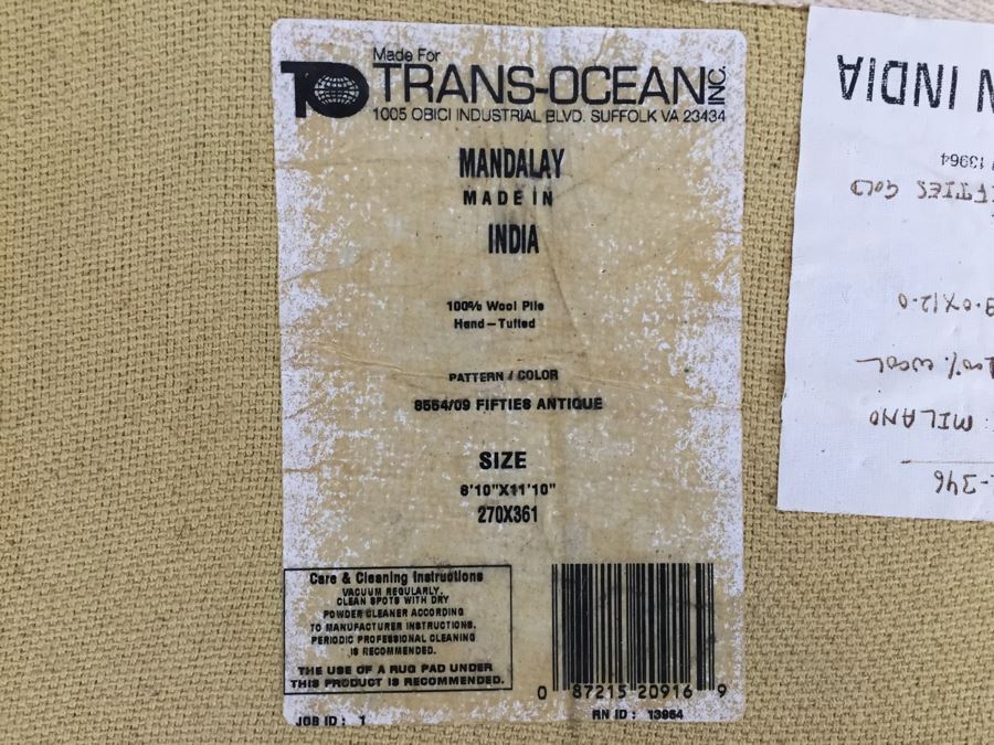 Contemporary Mid-Century Modern Pattern Rug 100% Wool Made In India 8'10' X 11'10' Light Browns [Photo 3]