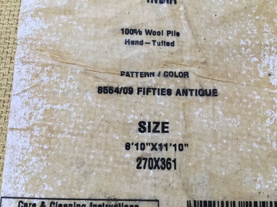 Contemporary Mid-Century Modern Pattern Rug 100% Wool Made In India 8'10' X 11'10' Light Browns [Photo 11]