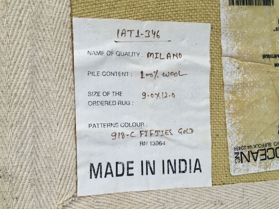 Contemporary Mid-Century Modern Pattern Rug 100% Wool Made In India 8'10' X 11'10' Light Browns [Photo 12]