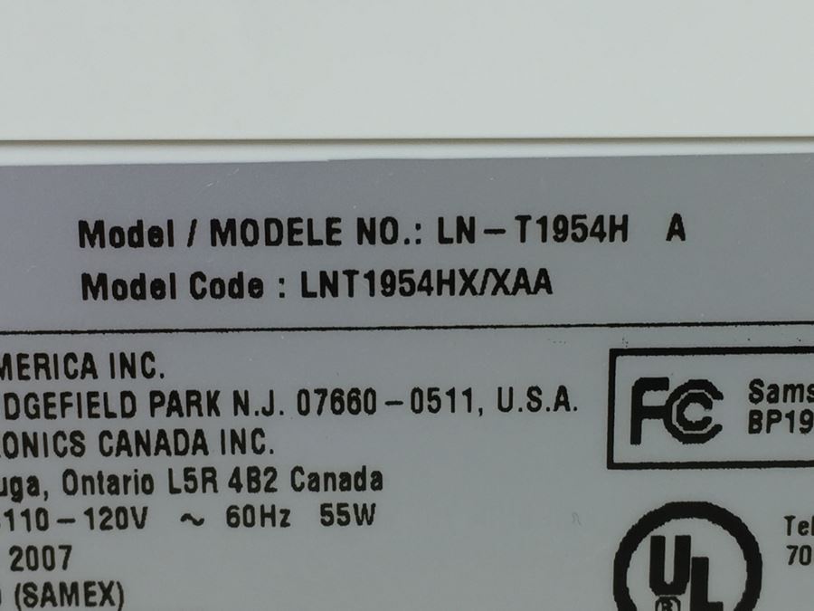 Samsung 19' LCD Monitor HD TV Television Model LN-T1954H [Photo 9]